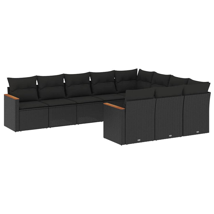 Set canapele de grădină cu perne, 10 piese, negru, poliratan - WALTI WALTI