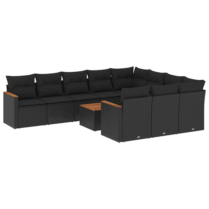 Set canapele de grădină cu perne, 11 piese, negru, poliratan - WALTI WALTI