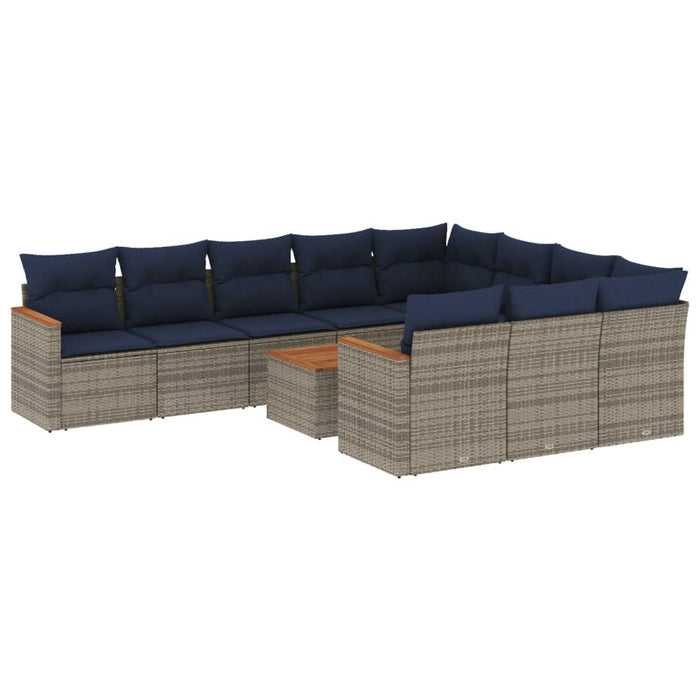 Set canapele de grădină cu 11 piese și perne, gri, poliratan WALTI