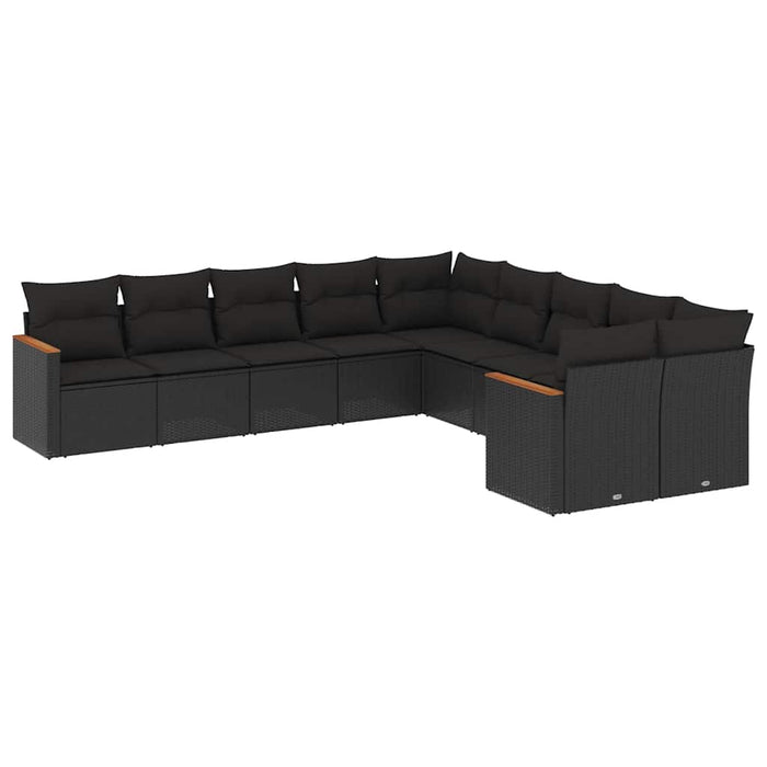 Set canapele de grădină cu perne, 10 piese, negru, poliratan - WALTI WALTI