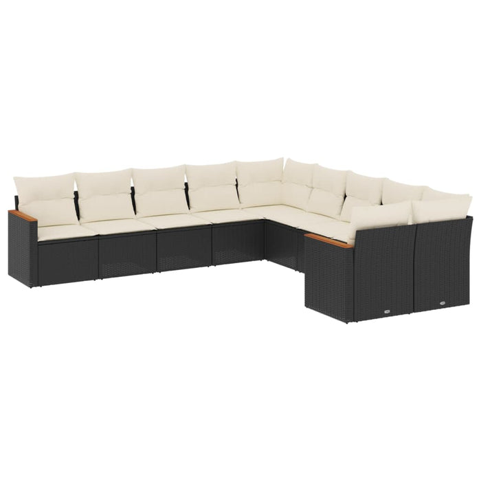 Set canapele de grădină cu perne, 10 piese, negru, poliratan - WALTI WALTI