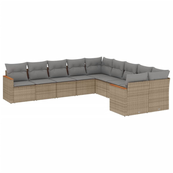 Set canapele de grădină, 10 piese, cu perne, bej, poliratan - WALTI WALTI