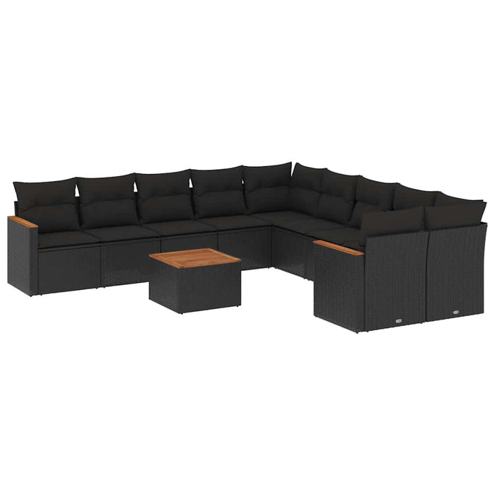 Set canapele de grădină cu perne, 11 piese, negru, poliratan - WALTI WALTI