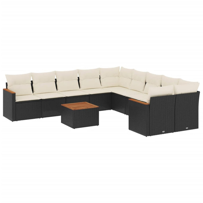 Set canapele de grădină cu perne, 11 piese, negru, poliratan - WALTI WALTI