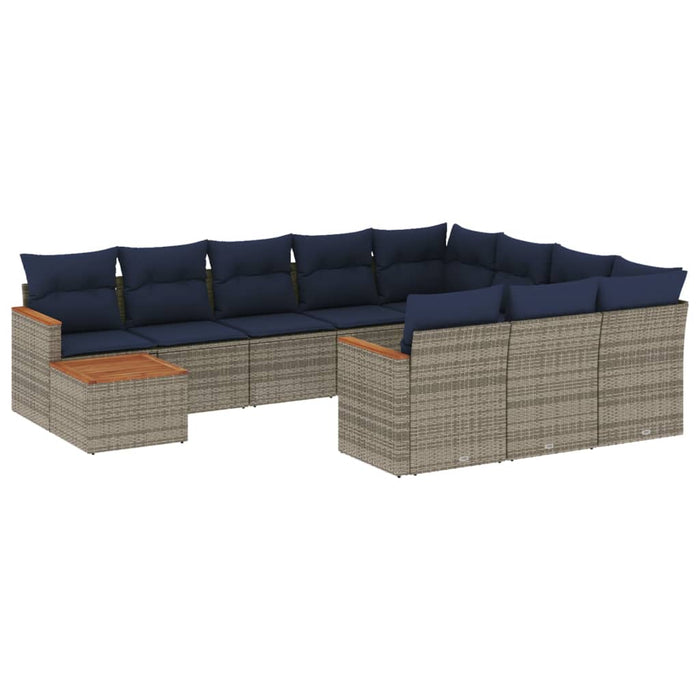 Set canapele de grădină cu 11 piese și perne, gri, poliratan WALTI