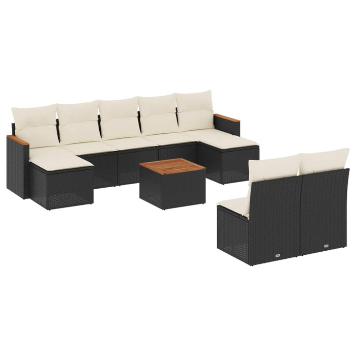 Set canapele de grădină cu perne, 10 piese, negru, poliratan - WALTI WALTI