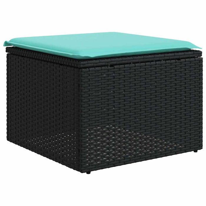 Set canapele de grădină cu 10 piese și perne, poliratan negru WALTI