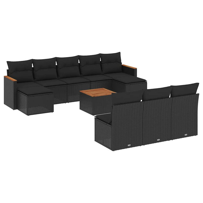 Set canapele de grădină cu perne, 11 piese, negru, poliratan - WALTI WALTI