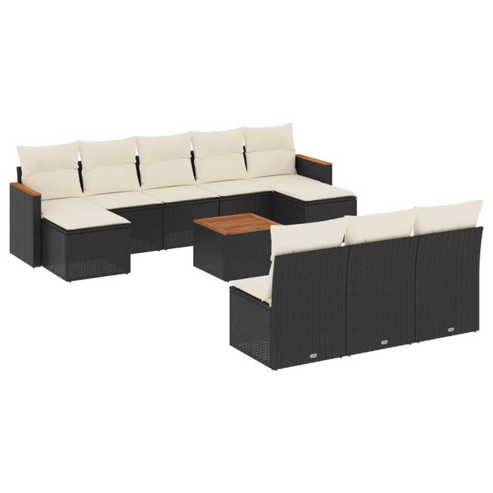 Set canapele de grădină cu perne, 11 piese, negru, poliratan - WALTI WALTI