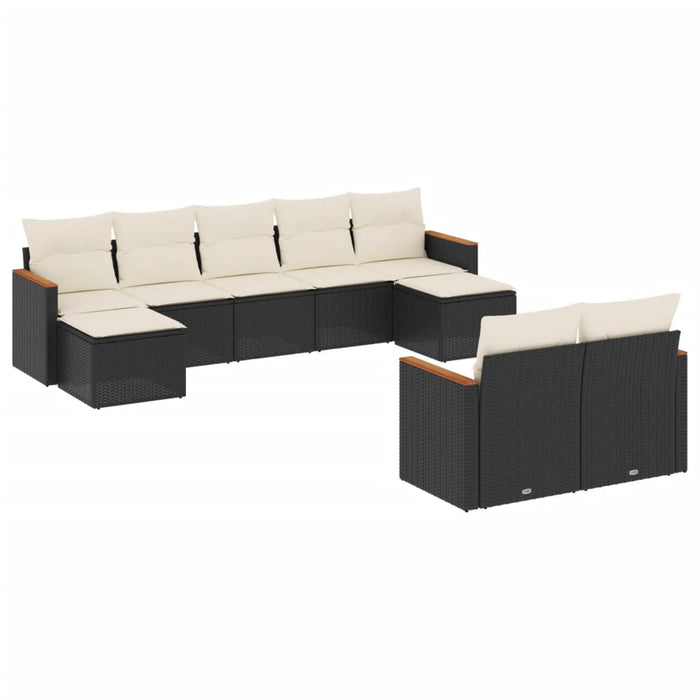 Set mobilier de grădină cu perne, 9 piese, negru, poliratan - WALTI WALTI