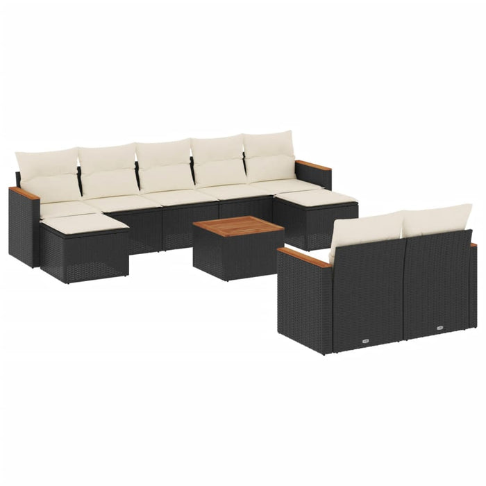 Set canapele de grădină cu perne, 10 piese, negru, poliratan - WALTI WALTI