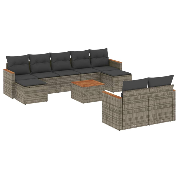 Set mobilier de grădină cu perne, 10 piese, gri, poliratan - WALTI WALTI