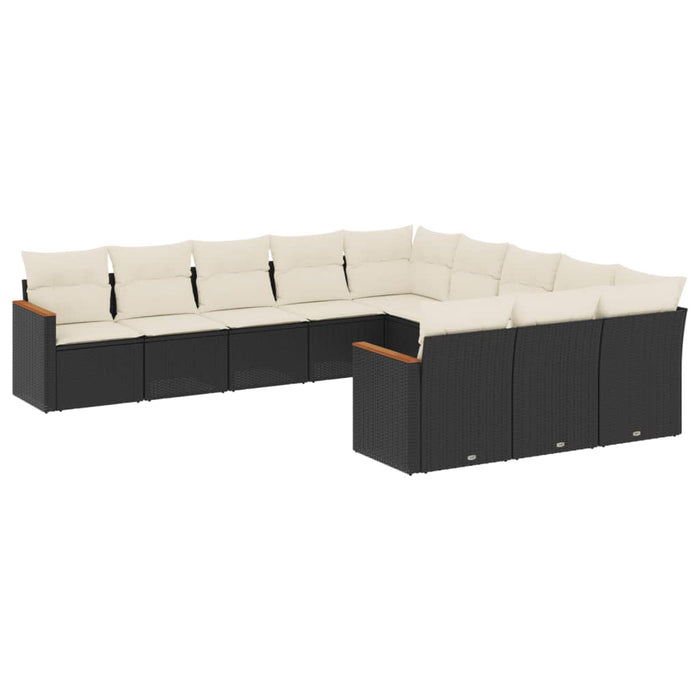 Set canapele de grădină cu perne, 11 piese, negru, poliratan - WALTI WALTI