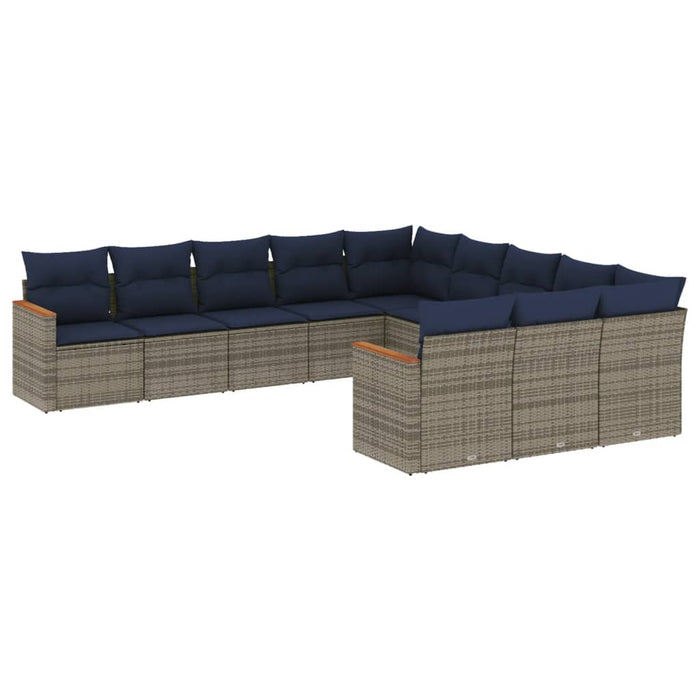 Set canapele de grădină cu 11 piese și perne, gri, poliratan WALTI