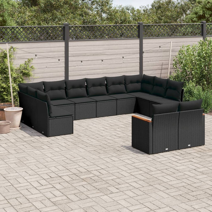 Set canapele de grădină, 12 piese, cu perne, negru, poliratan - WALTI WALTI