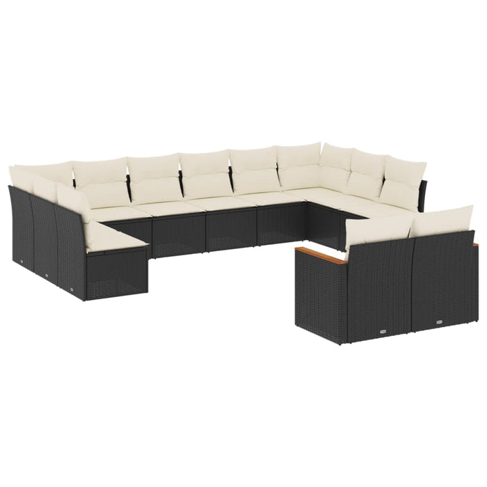 Set canapele de grădină, 12 piese, cu perne, negru, poliratan - WALTI WALTI