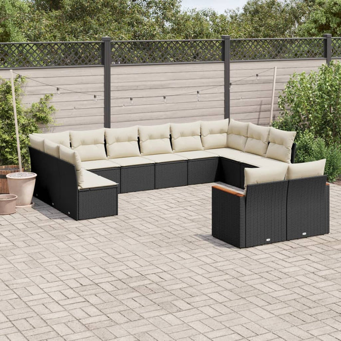 Set canapele de grădină, 12 piese, cu perne, negru, poliratan - WALTI WALTI