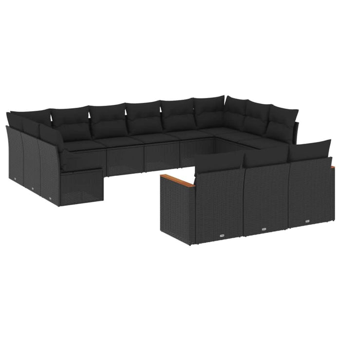 Set mobilier de grădină cu perne, 13 piese, negru, poliratan - WALTI WALTI