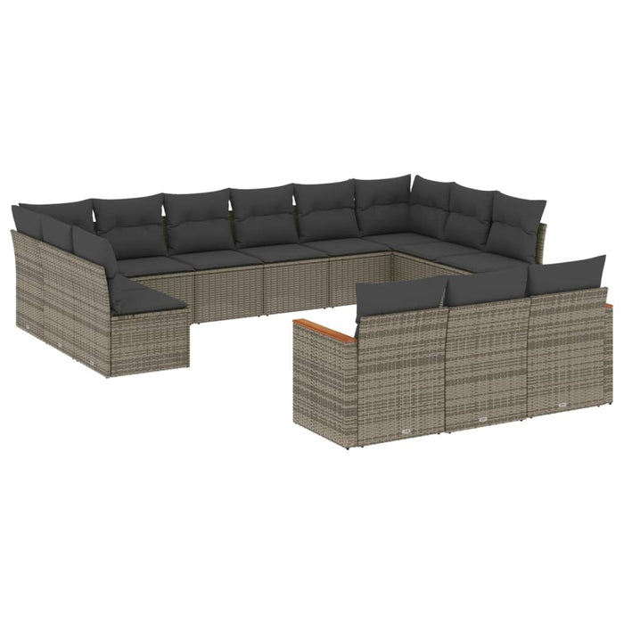 Set mobilier de grădină cu perne, 13 piese, gri, poliratan - WALTI WALTI