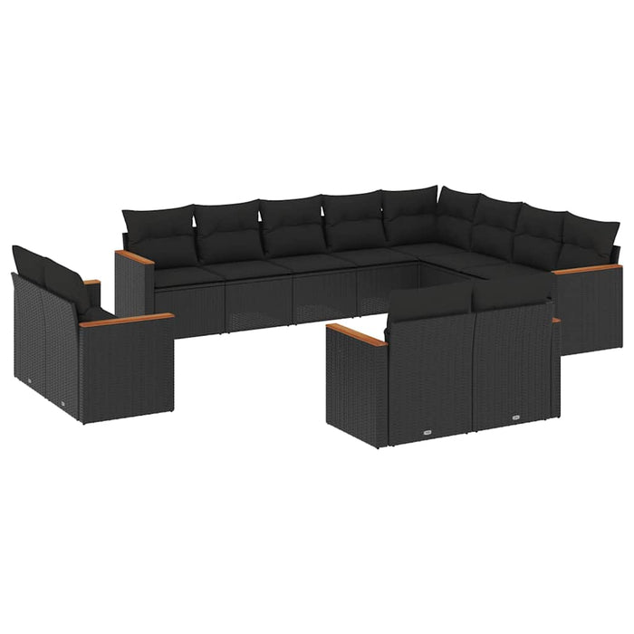 Set canapele de grădină, 12 piese, cu perne, negru, poliratan - WALTI WALTI