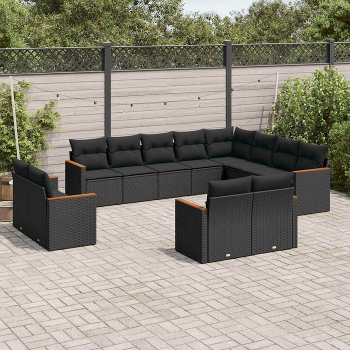 Set canapele de grădină, 12 piese, cu perne, negru, poliratan - WALTI WALTI