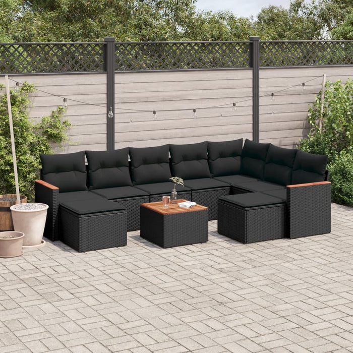 Set canapele de grădină cu perne, 10 piese, negru, poliratan - WALTI WALTI