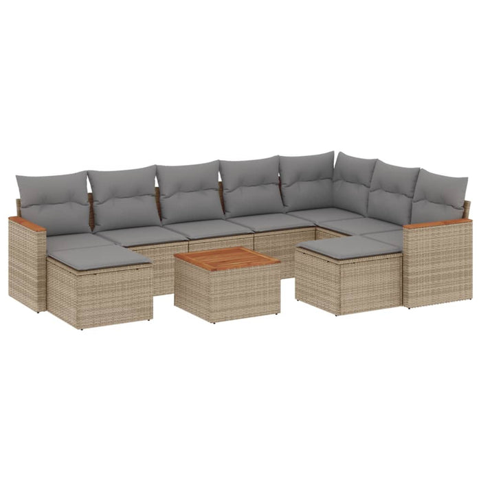 Set canapele de grădină, 10 piese, cu perne, bej, poliratan - WALTI WALTI