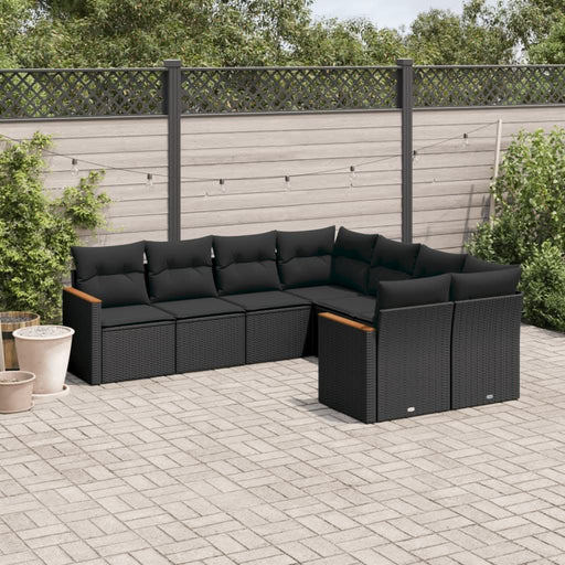Set mobilier de grădină cu perne, 8 piese, negru, poliratan - WALTI WALTI