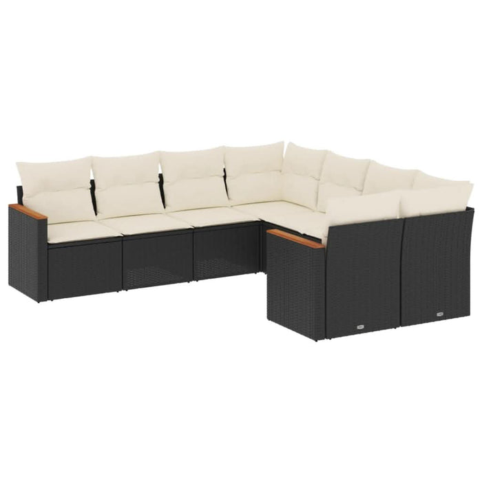 Set mobilier de grădină cu perne, 8 piese, negru, poliratan - WALTI WALTI
