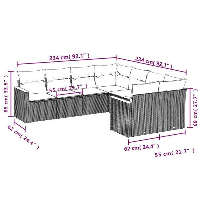 Set mobilier de grădină cu perne, 8 piese, negru, poliratan - WALTI WALTI