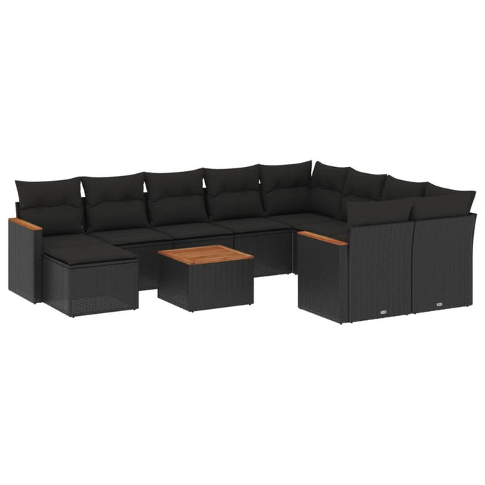 Set canapele de grădină cu perne, 11 piese, negru, poliratan - WALTI WALTI