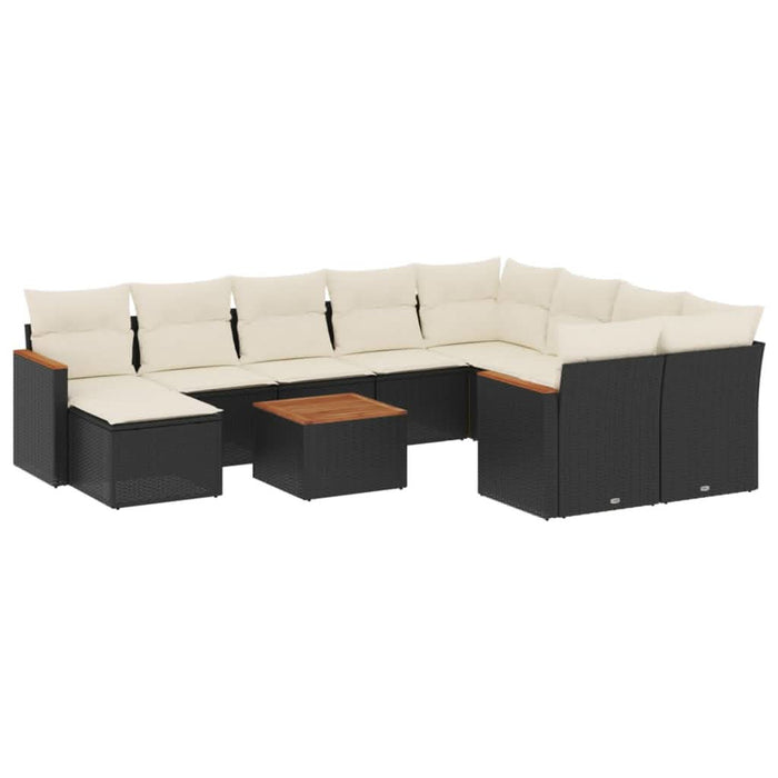 Set canapele de grădină cu perne, 11 piese, negru, poliratan - WALTI WALTI