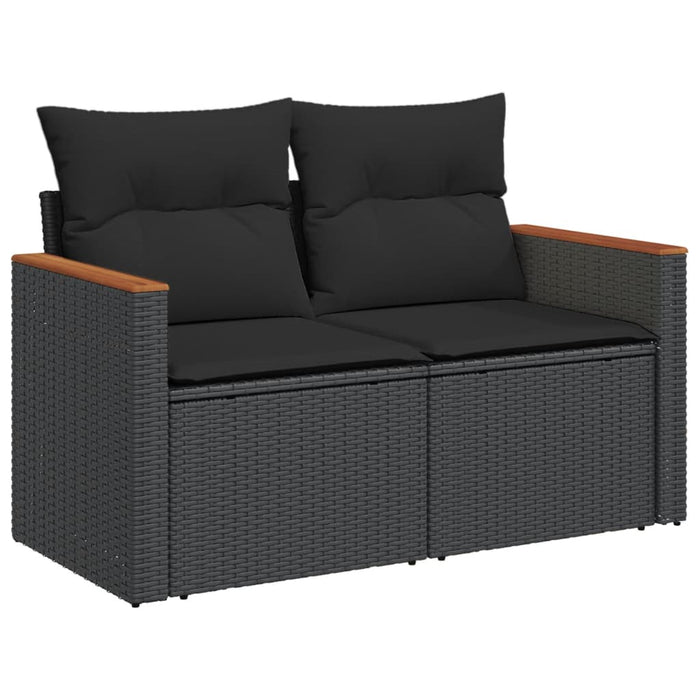 Set canapele de grădină cu perne, 11 piese, negru, poliratan - WALTI WALTI