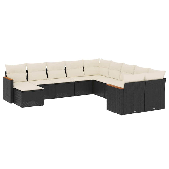 Set canapele de grădină cu perne, 11 piese, negru, poliratan - WALTI WALTI