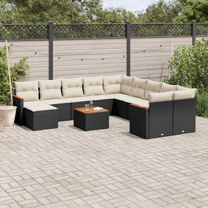 Set canapele de grădină, 12 piese, cu perne, negru, poliratan - WALTI WALTI