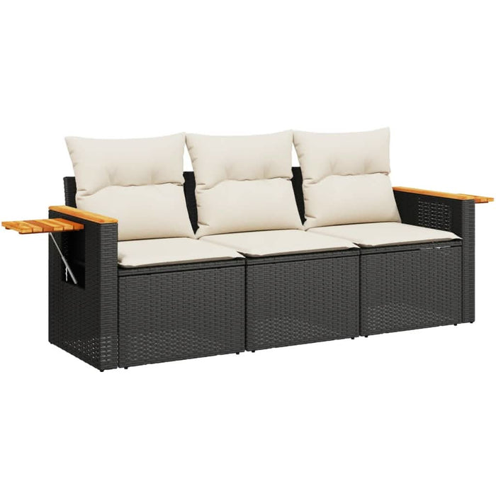 Set mobilier de grădină cu perne, 3 piese, negru, poliratan - WALTI WALTI