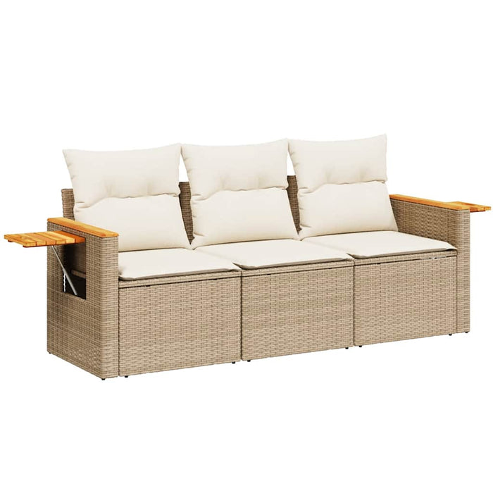 Set canapele de grădină, 3 piese, cu perne, bej, poliratan WALTI