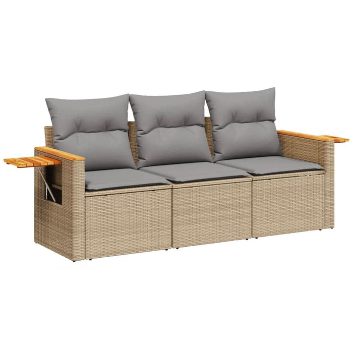 Set canapele de grădină, 3 piese, cu perne, bej, poliratan - WALTI WALTI