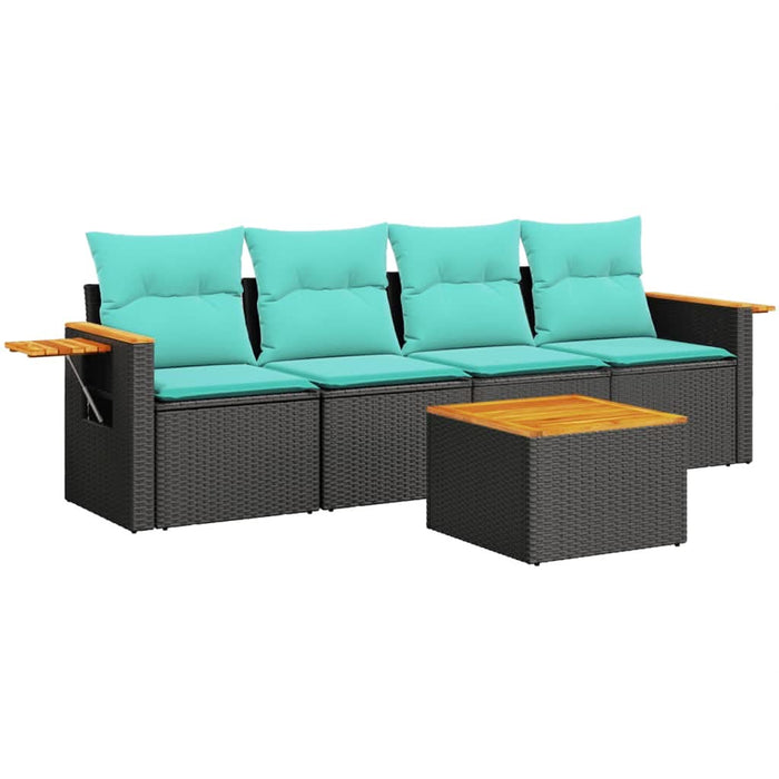 Set mobilier de grădină cu perne, 5 piese, negru, poliratan - WALTI WALTI