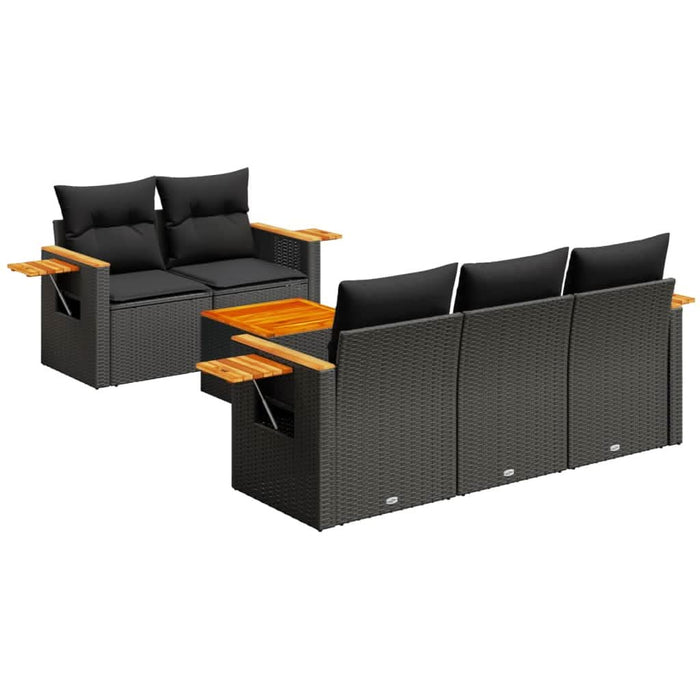 Set mobilier de grădină cu perne, 6 piese, negru, poliratan - WALTI WALTI