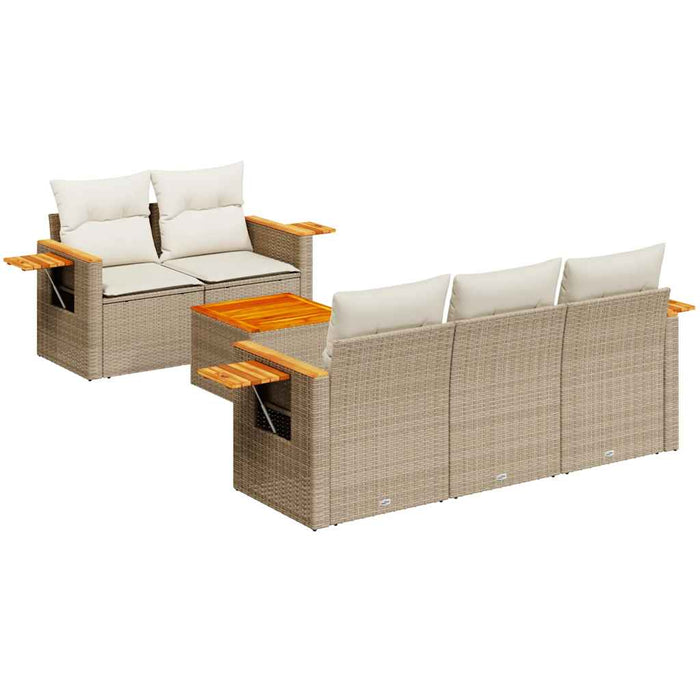 Set canapele de grădină cu perne, 6 piese, bej, poliratan WALTI