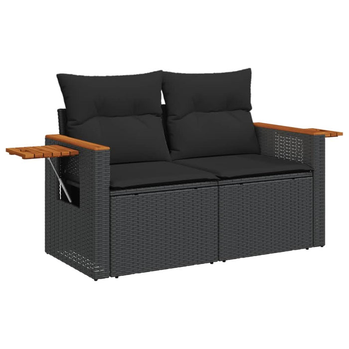 Set canapele de grădină cu perne, 7 piese, negru, poliratan - WALTI WALTI