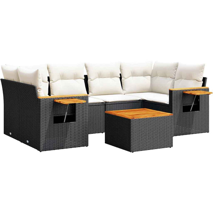 Set canapele de grădină cu perne, 7 piese, negru, poliratan - WALTI WALTI