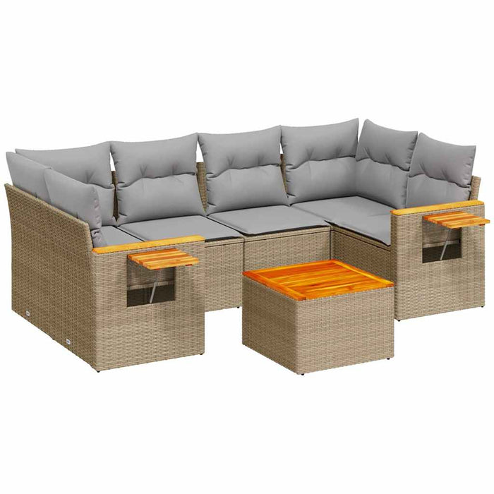 Set canapele de grădină, 7 piese, cu perne, bej, poliratan - WALTI WALTI