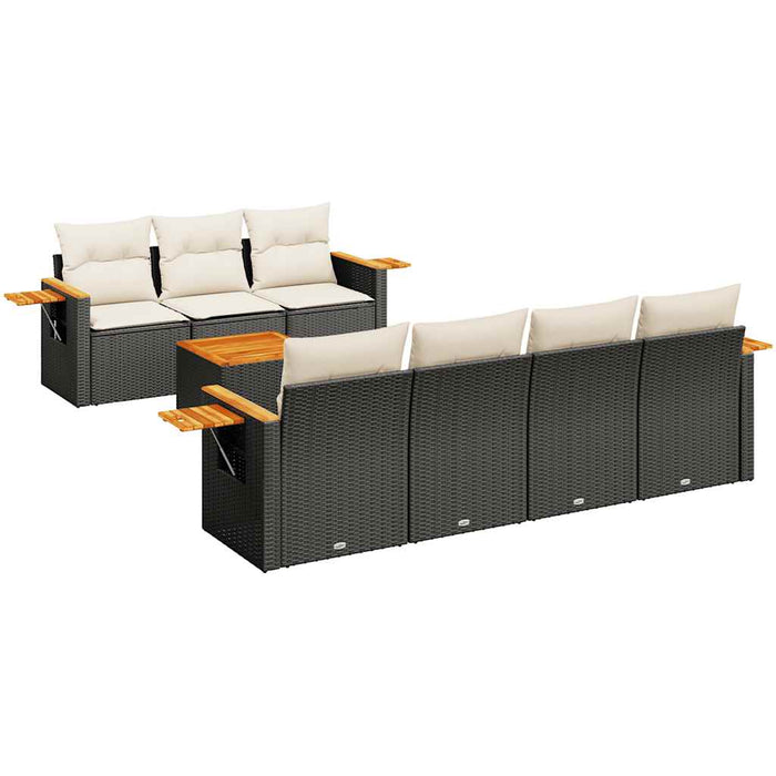 Set mobilier de grădină cu perne, 8 piese, negru, poliratan - WALTI WALTI