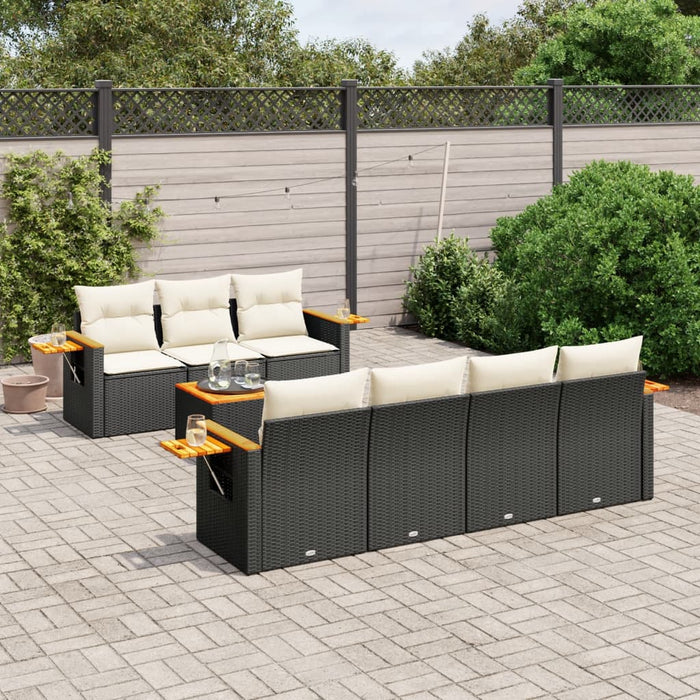 Set mobilier de grădină cu perne, 8 piese, negru, poliratan - WALTI WALTI