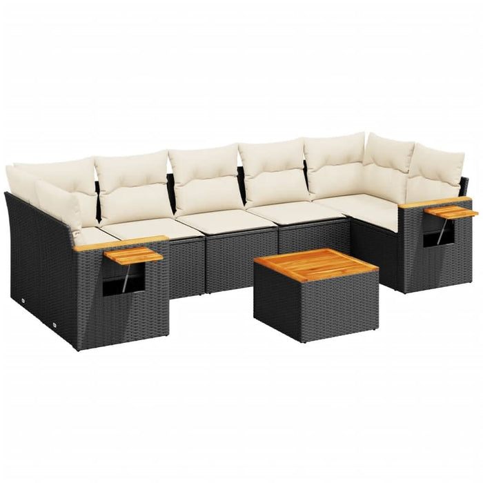 Set mobilier de grădină cu perne, 8 piese, negru, poliratan - WALTI WALTI