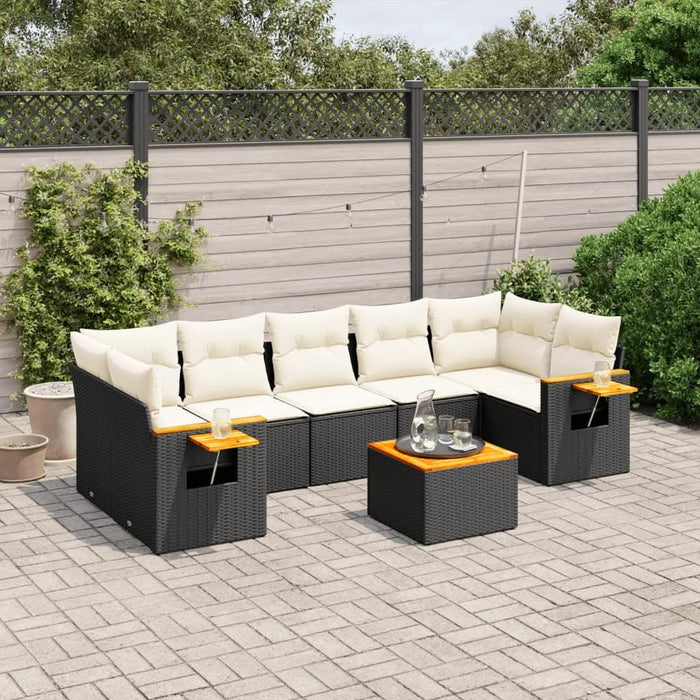 Set mobilier de grădină cu perne, 8 piese, negru, poliratan - WALTI WALTI