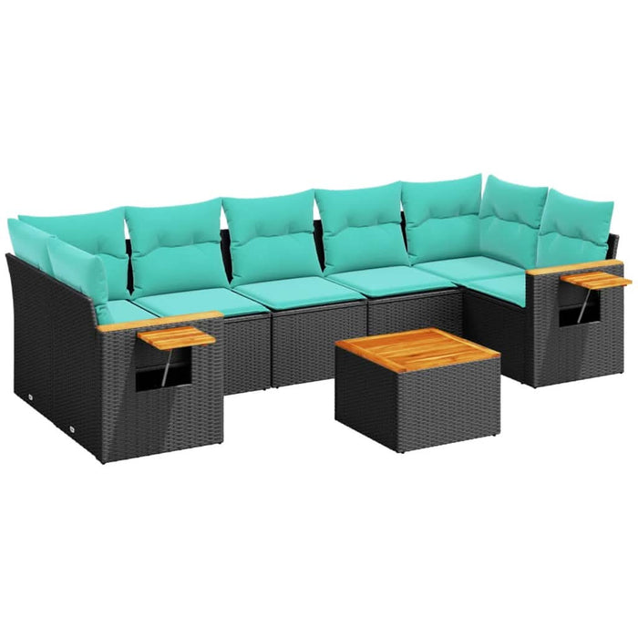 Set canapele de grădină cu perne, 8 piese, negru, poliratan - WALTI WALTI