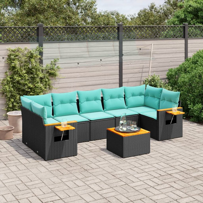 Set canapele de grădină cu perne, 8 piese, negru, poliratan - WALTI WALTI